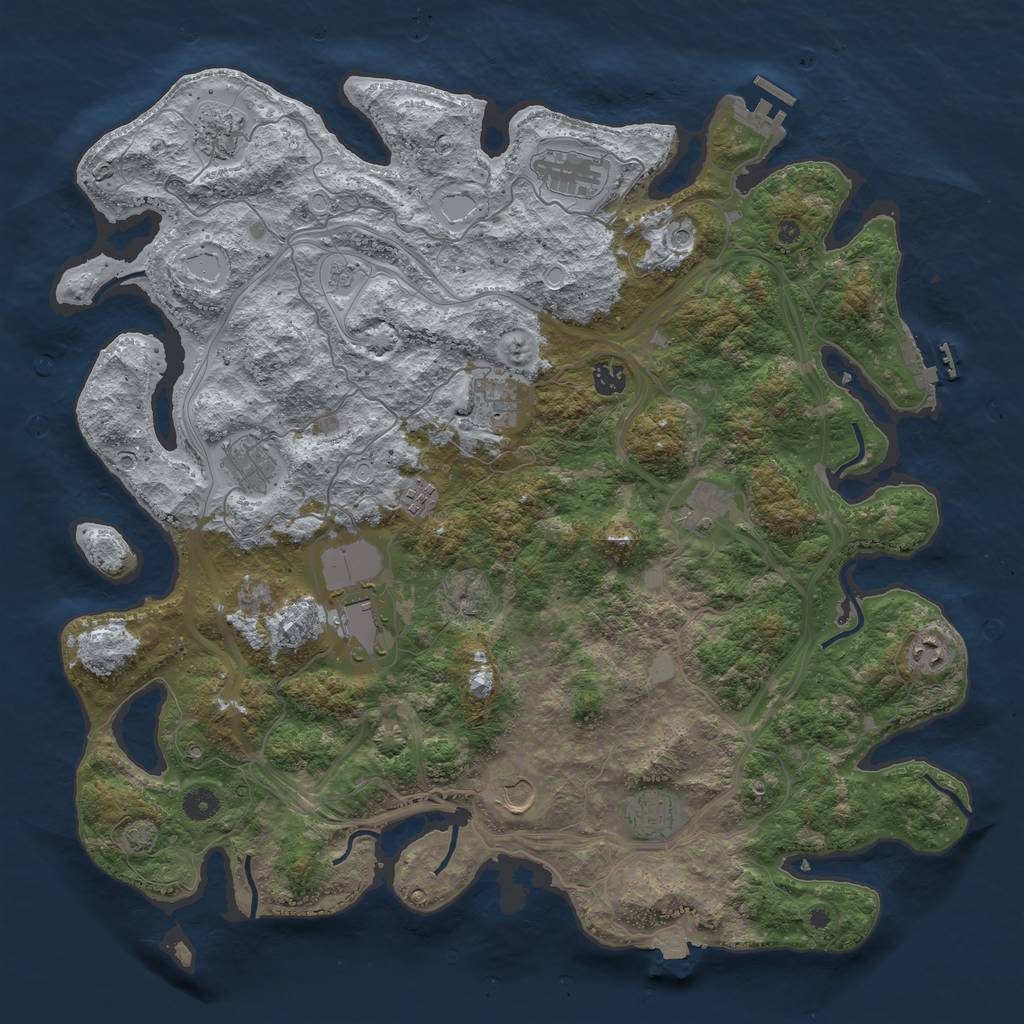 Rust Map: Procedural Map, Size: 4500, Seed: 1204082456, 19 Monuments