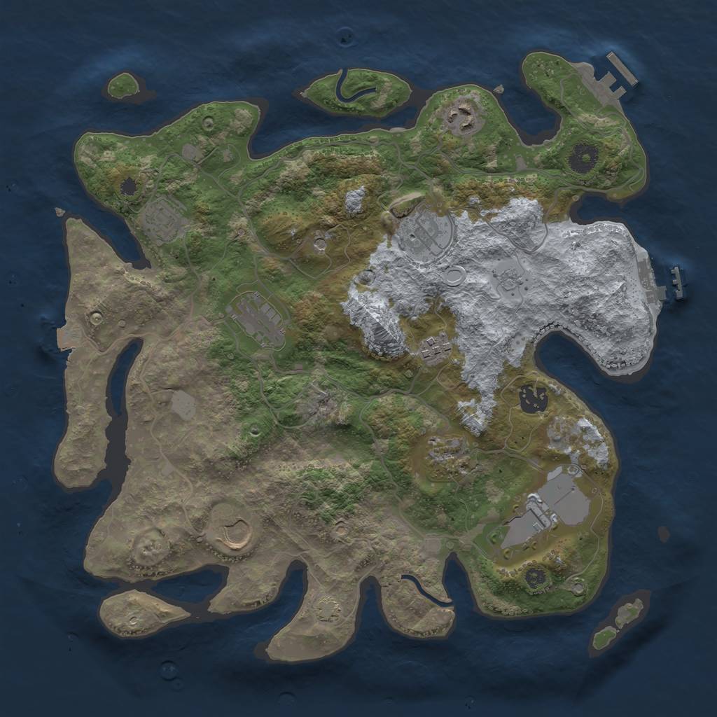 Rust Map: Procedural Map, Size: 3600, Seed: 483739212, 17 Monuments