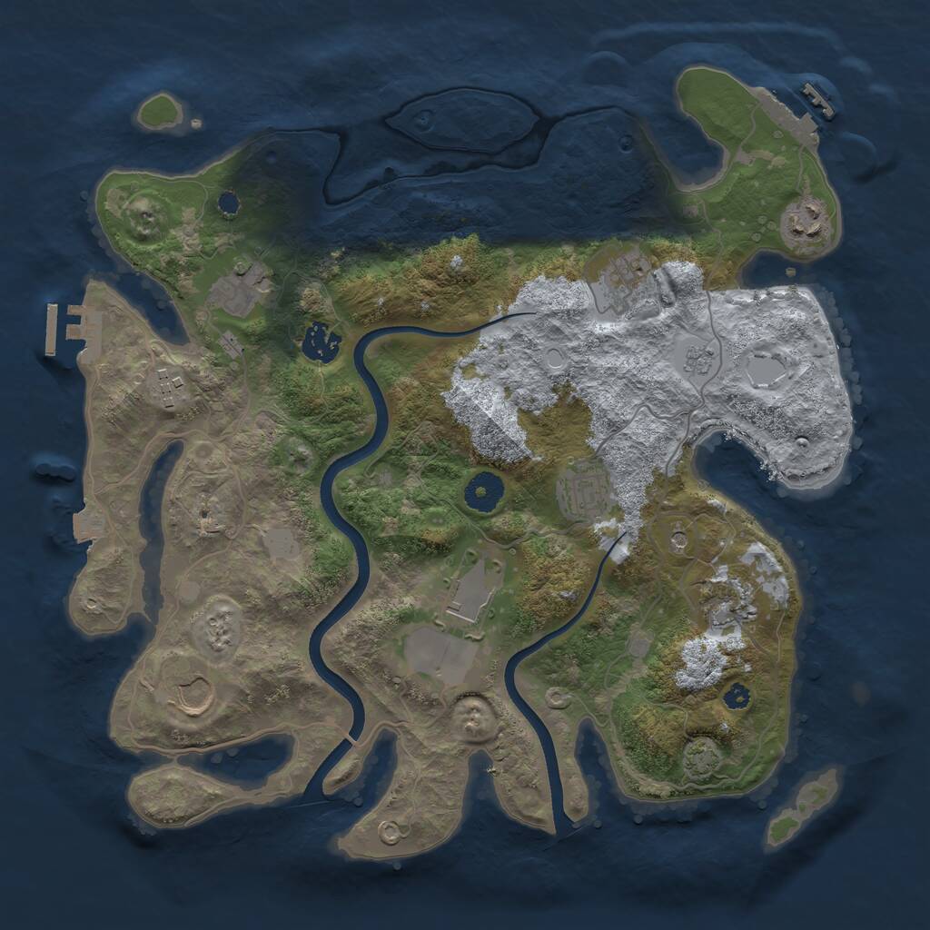 Rust Map: Procedural Map, Size: 3600, Seed: 483739212, 15 Monuments