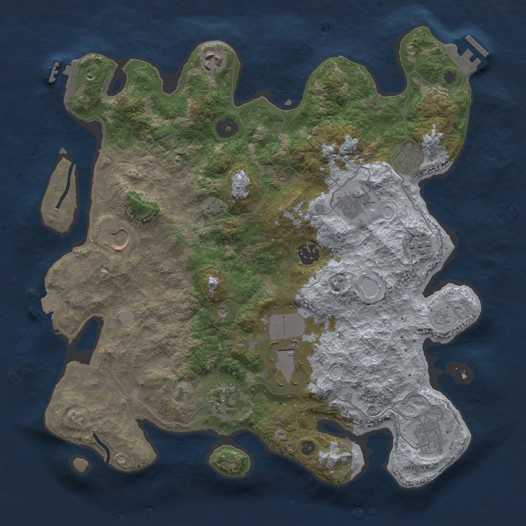 Rust Map: Procedural Map, Size: 3750, Seed: 214911851, 17 Monuments