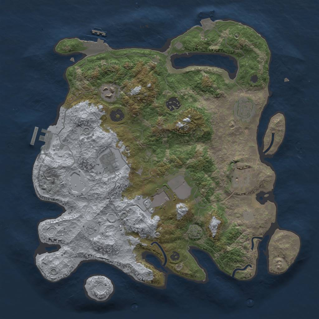 Rust Map: Procedural Map, Size: 3500, Seed: 262258075, 14 Monuments