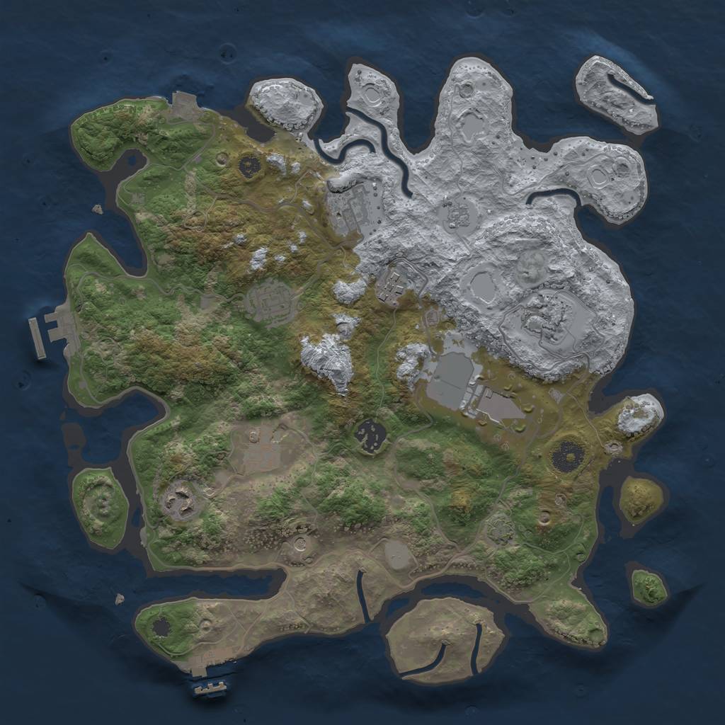 Rust Map: Procedural Map, Size: 3500, Seed: 251712852, 16 Monuments