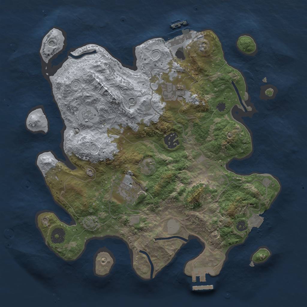 Rust Map: Procedural Map, Size: 3000, Seed: 1788214567, 11 Monuments