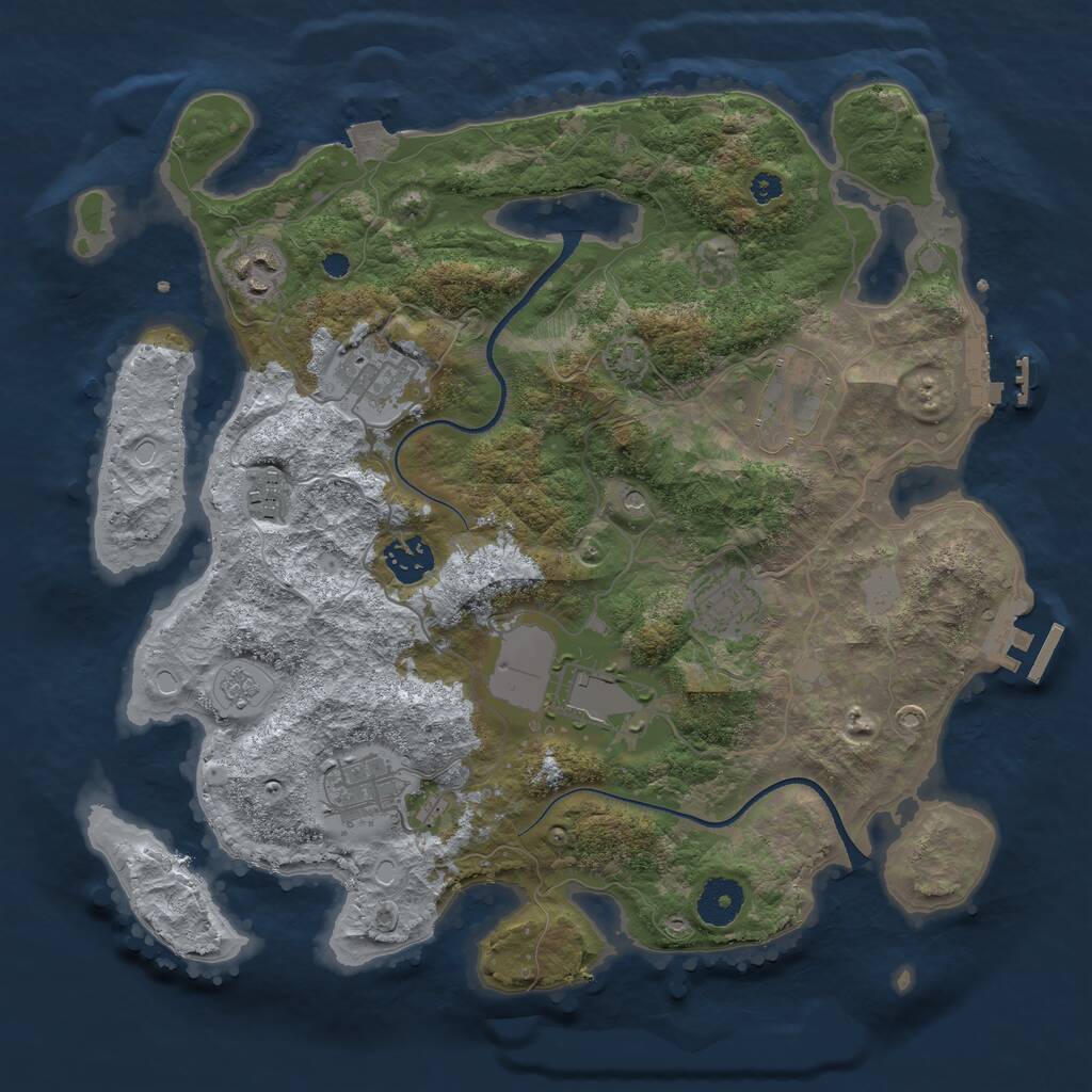 Rust Map: Procedural Map, Size: 3500, Seed: 20240401, 14 Monuments