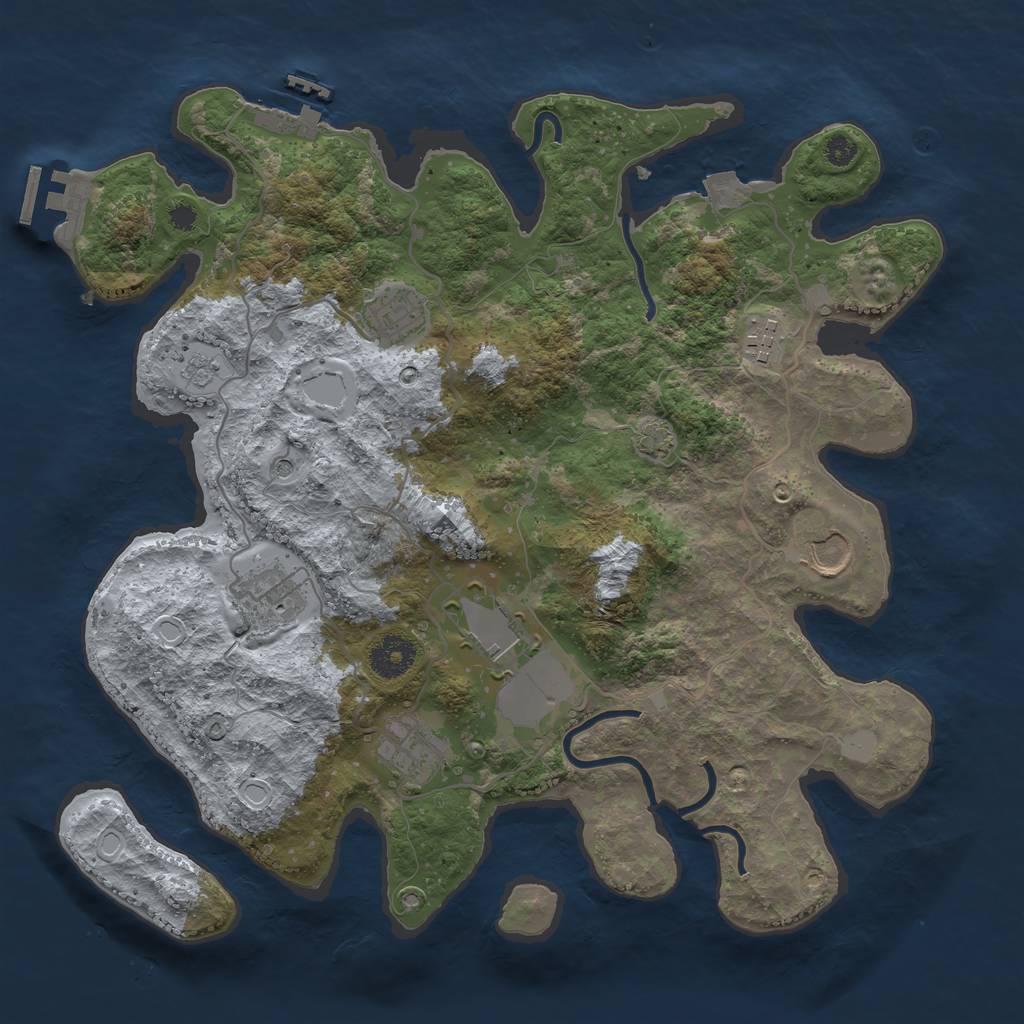 Rust Map: Procedural Map, Size: 3500, Seed: 2144329488, 14 Monuments