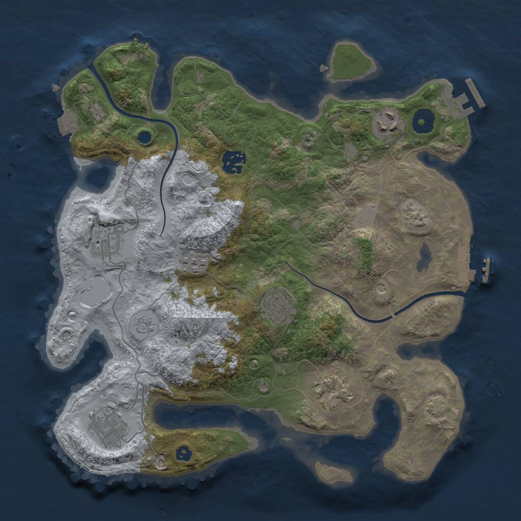 Rust Map: Procedural Map, Size: 3250, Seed: 974812483, 13 Monuments