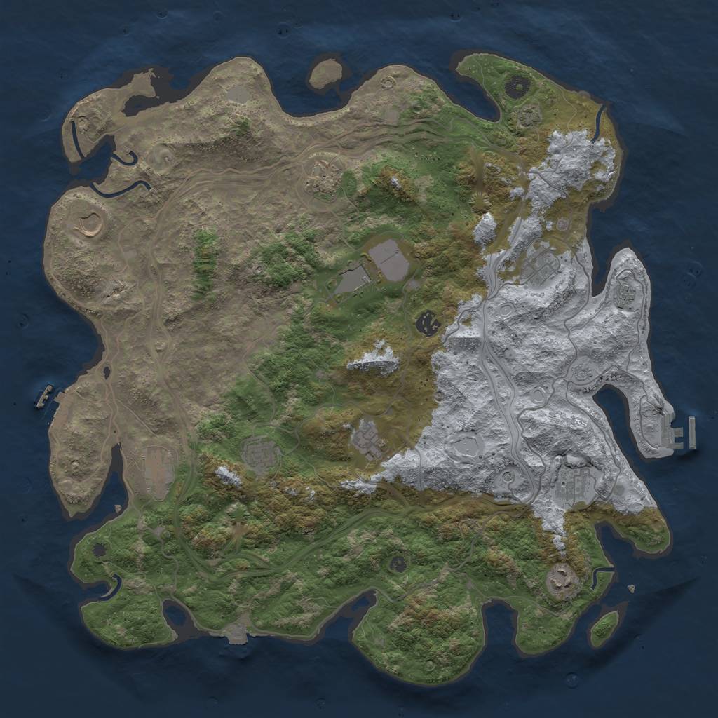 Rust Map: Procedural Map, Size: 4500, Seed: 1370179450, 19 Monuments