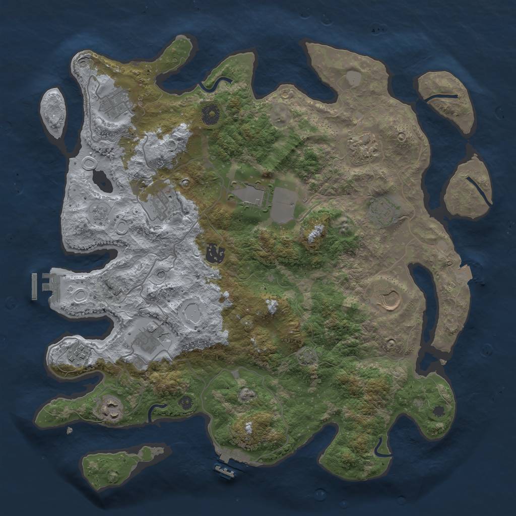 Rust Map: Procedural Map, Size: 3875, Seed: 1223850155, 18 Monuments