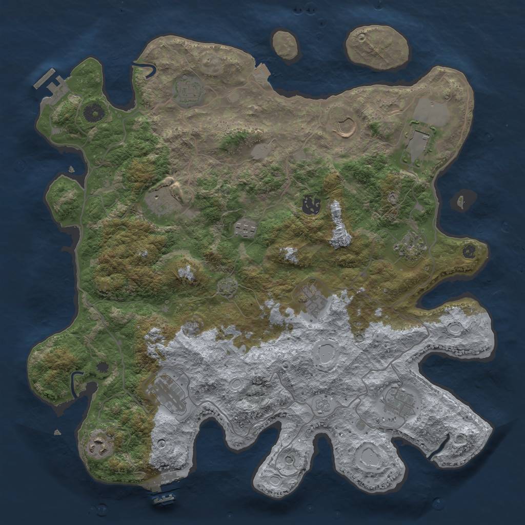 Rust Map: Procedural Map, Size: 4000, Seed: 2097466401, 19 Monuments