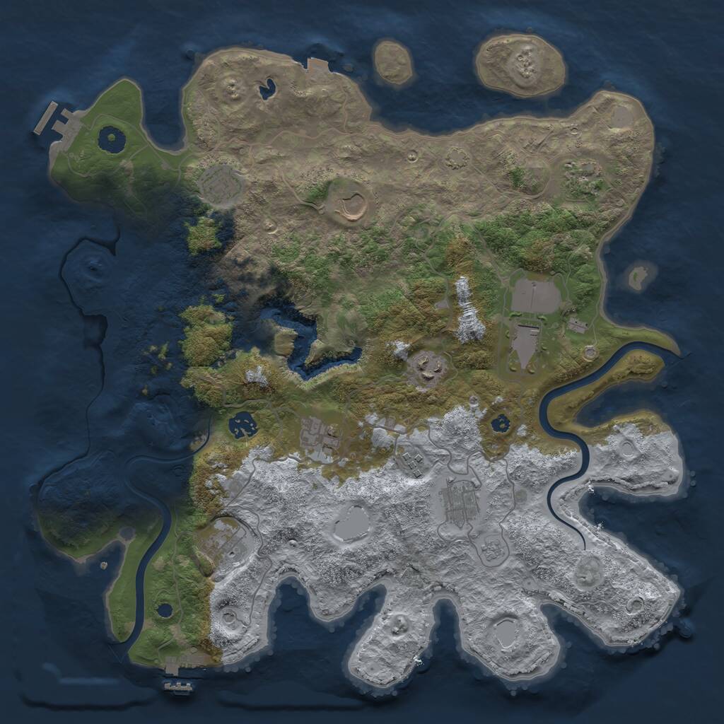 Rust Map: Procedural Map, Size: 4000, Seed: 2097466401, 16 Monuments