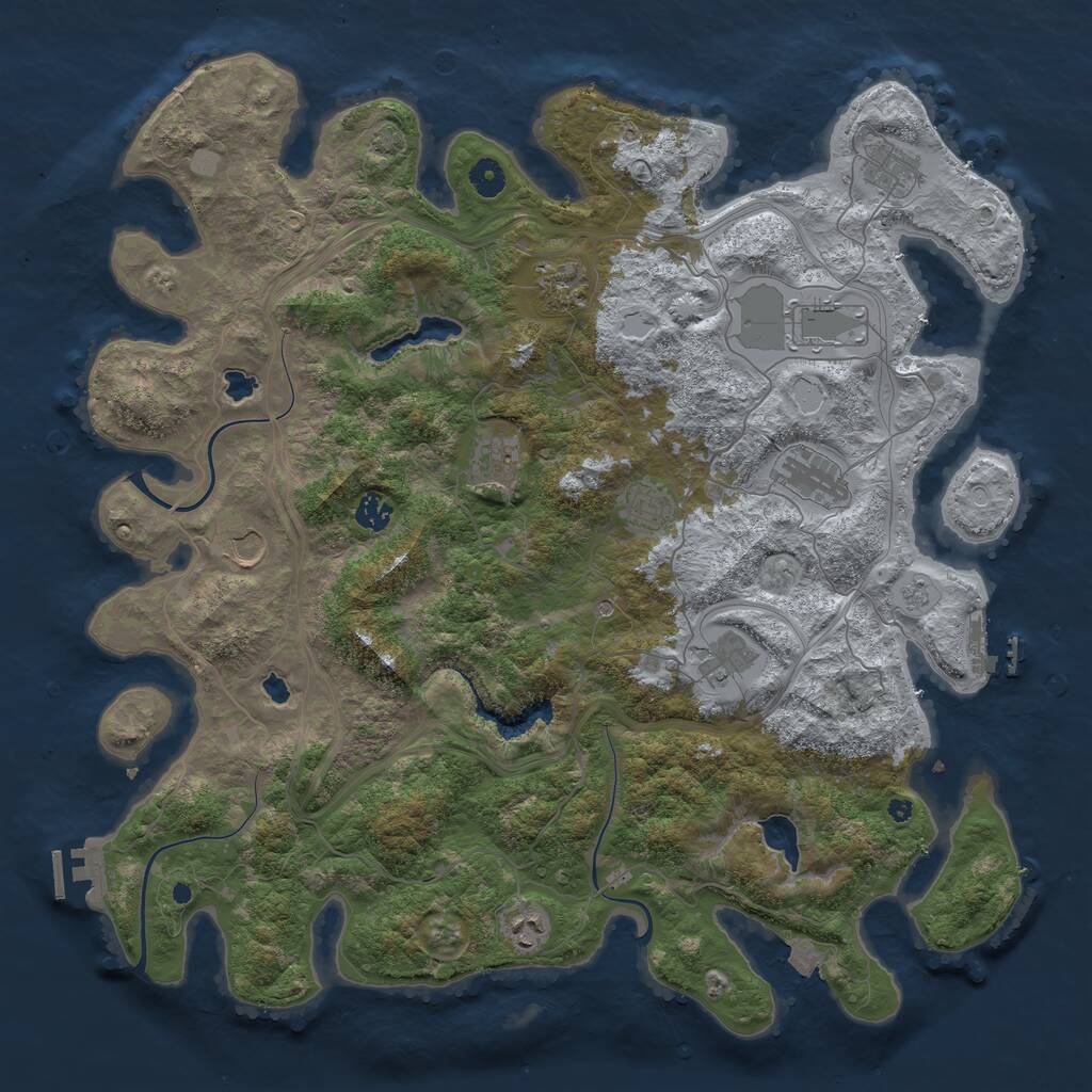 Rust Map: Procedural Map, Size: 4500, Seed: 436951154, 16 Monuments