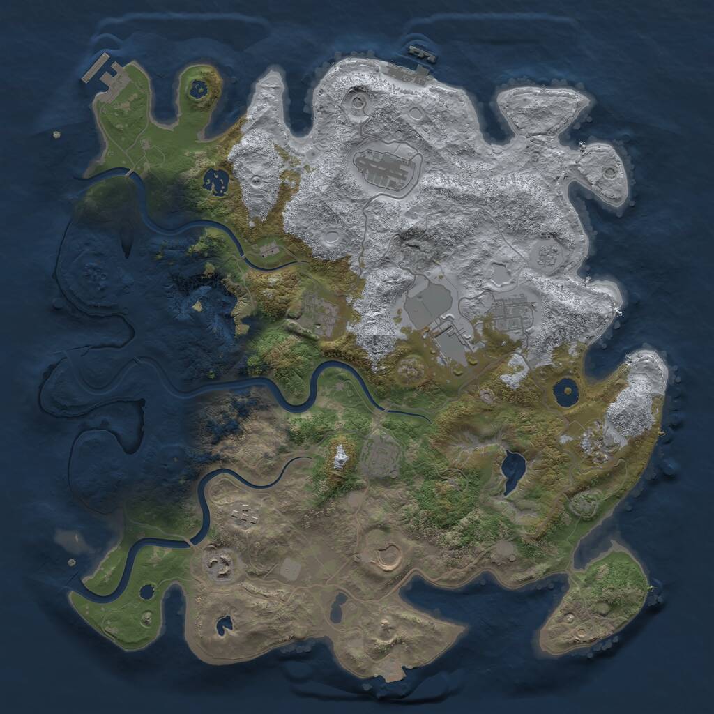 Rust Map: Procedural Map, Size: 4000, Seed: 410145233, 16 Monuments