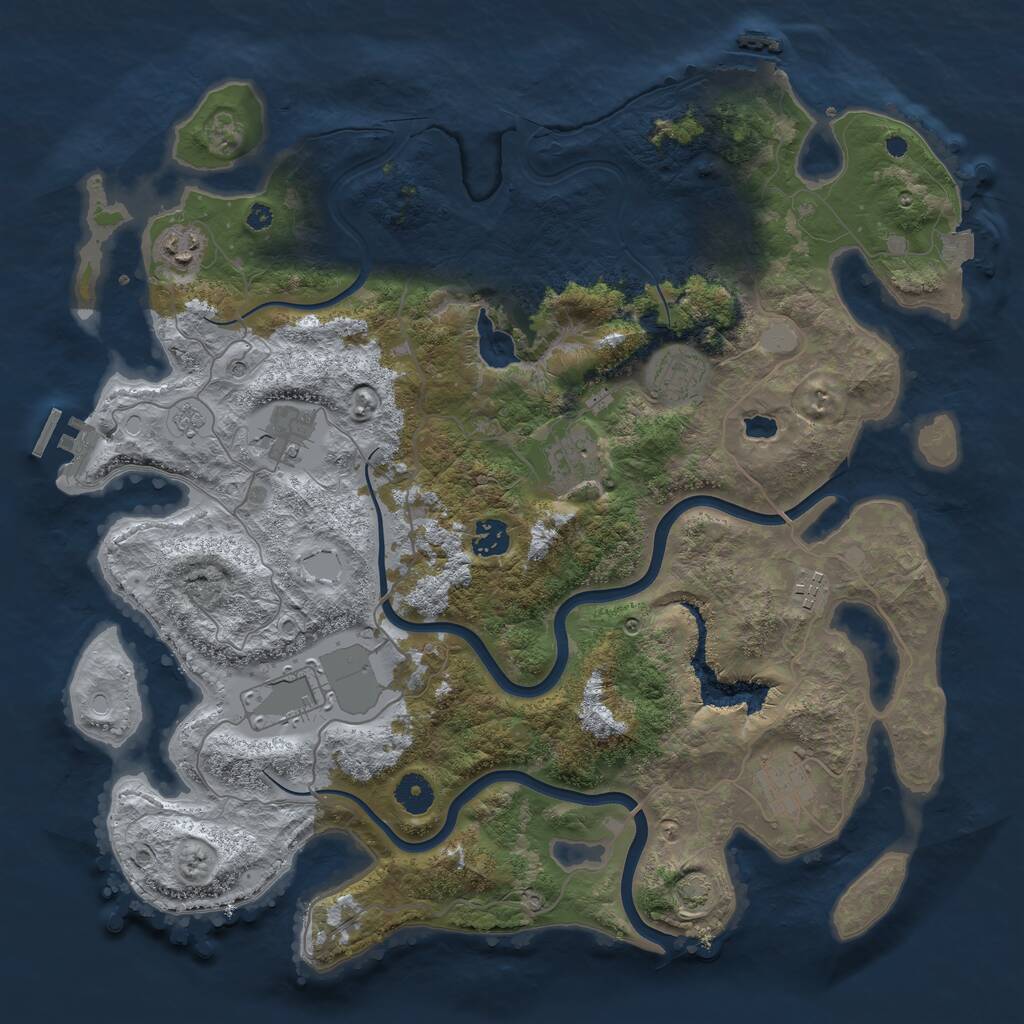 Rust Map: Procedural Map, Size: 4000, Seed: 1218867661, 14 Monuments