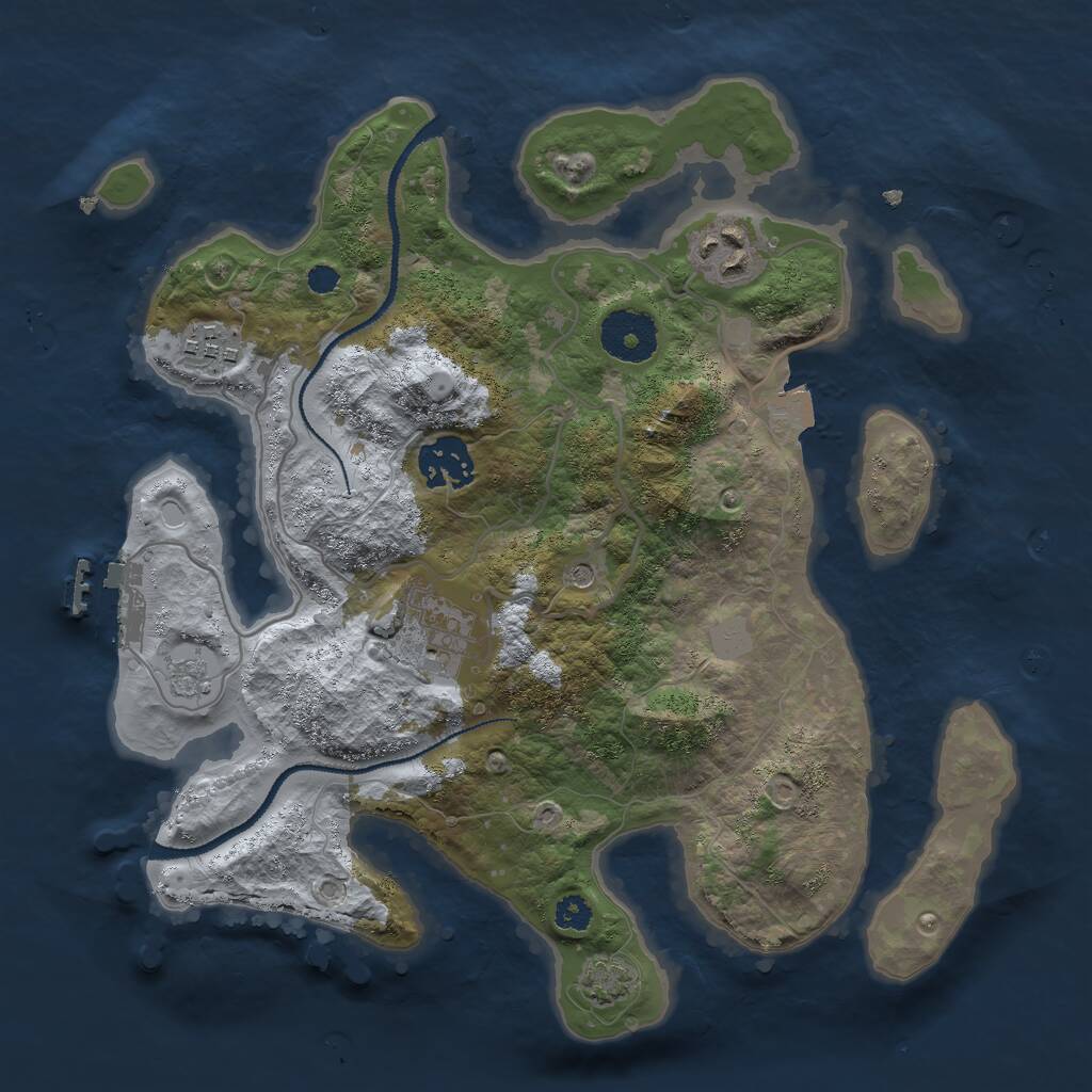 Rust Map: Procedural Map, Size: 3000, Seed: 2976, 9 Monuments