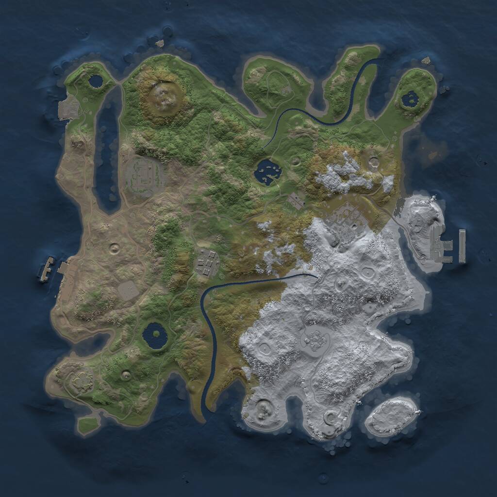 Rust Map: Procedural Map, Size: 3000, Seed: 19791031, 10 Monuments