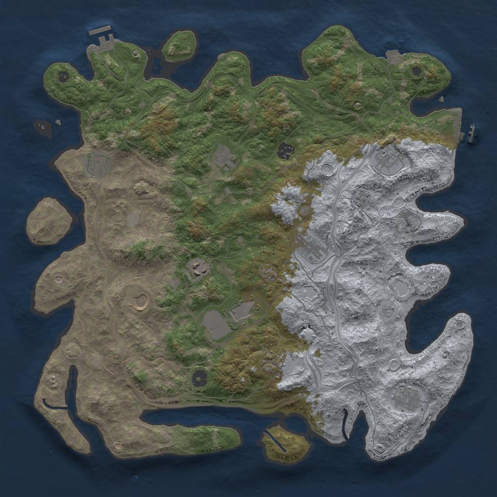 Rust Map: Procedural Map, Size: 4500, Seed: 53245, 19 Monuments