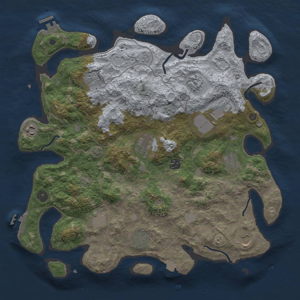 Rust Map: Procedural Map, Size: 4000, Seed: 812387215, 19 Monuments