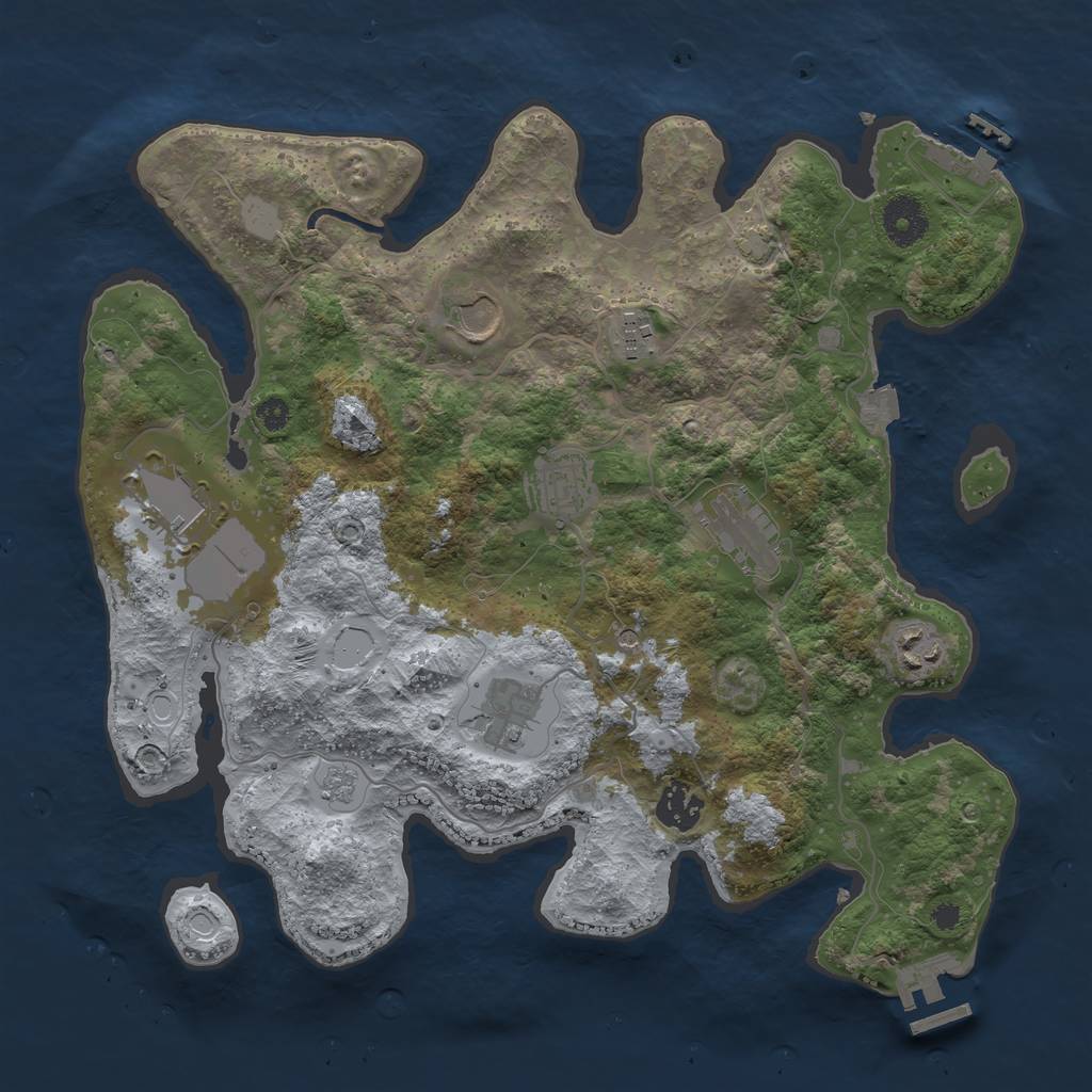 Rust Map: Procedural Map, Size: 3500, Seed: 80016378, 16 Monuments