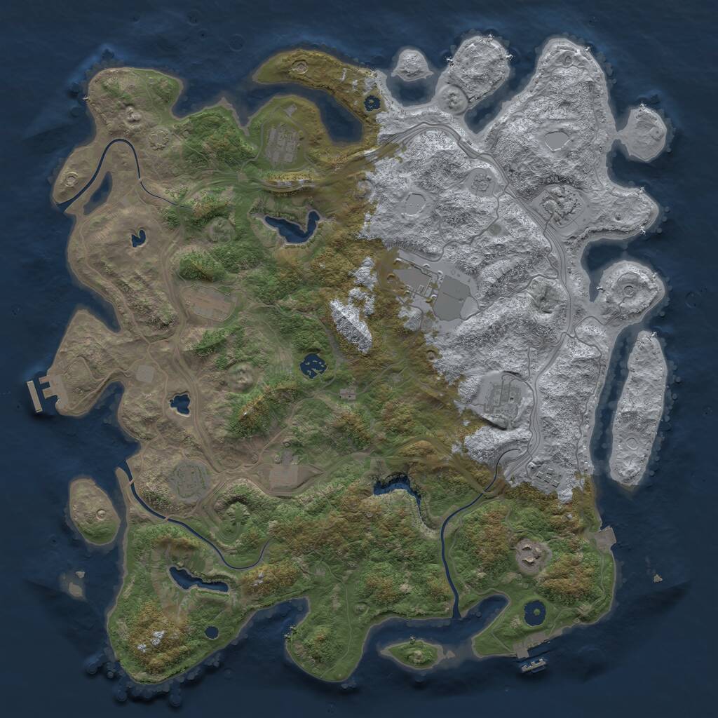 Rust Map: Procedural Map, Size: 4500, Seed: 458359023, 16 Monuments