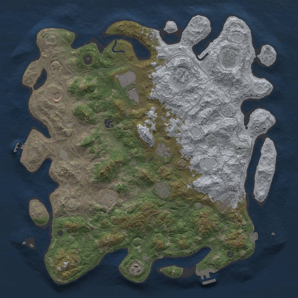 Rust Map: Procedural Map, Size: 4500, Seed: 458359023, 19 Monuments