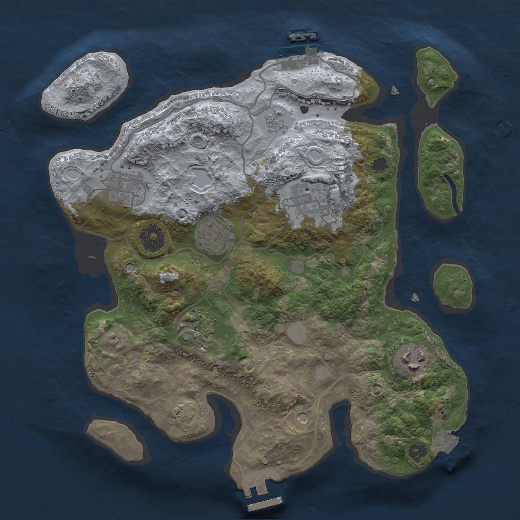 Rust Map: Procedural Map, Size: 3000, Seed: 1633392070, 13 Monuments