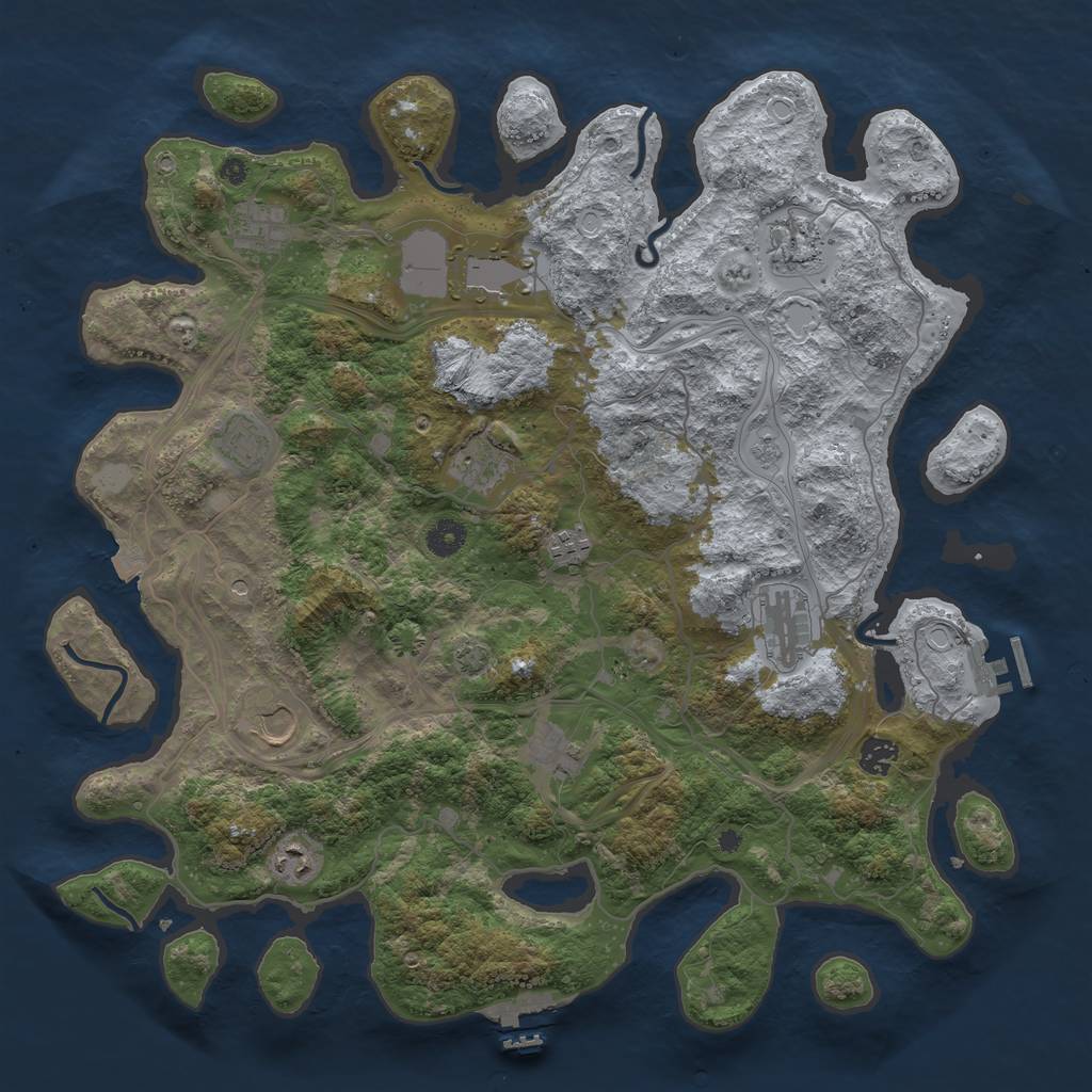 Rust Map: Procedural Map, Size: 4250, Seed: 1401245561, 19 Monuments