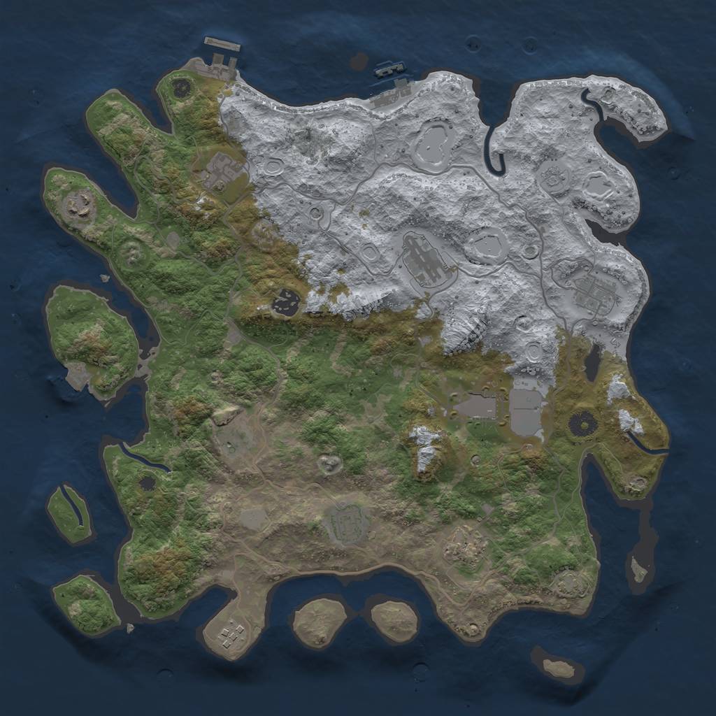 Rust Map: Procedural Map, Size: 4000, Seed: 56871125, 18 Monuments