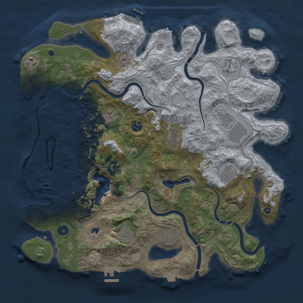 Rust Map: Procedural Map, Size: 4250, Seed: 772763445, 16 Monuments