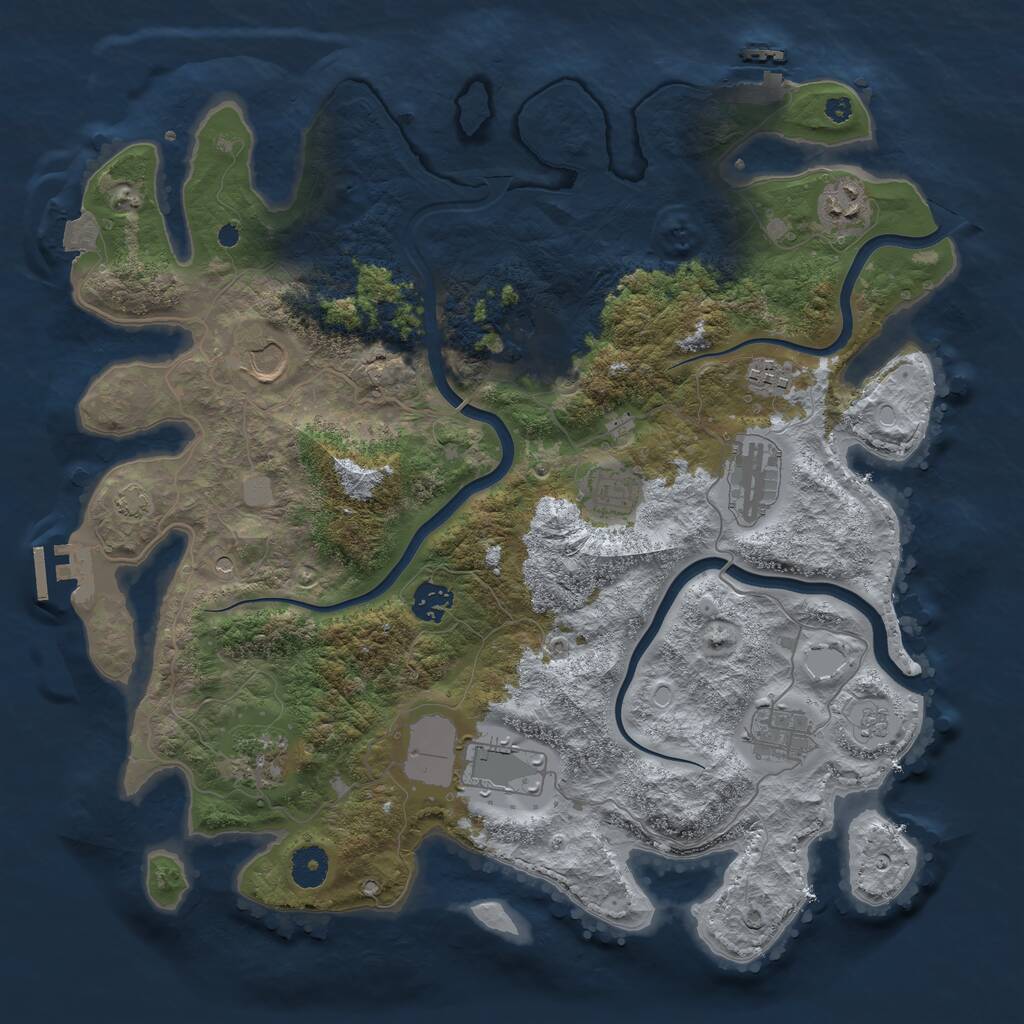 Rust Map: Procedural Map, Size: 3850, Seed: 18892098, 16 Monuments