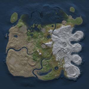 Thumbnail Rust Map: Procedural Map, Size: 3500, Seed: 1909508307, 15 Monuments