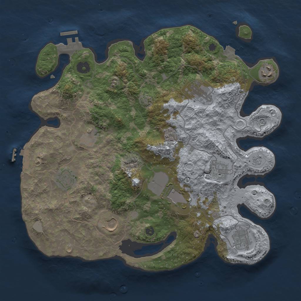 Rust Map: Procedural Map, Size: 3500, Seed: 1909508307, 17 Monuments