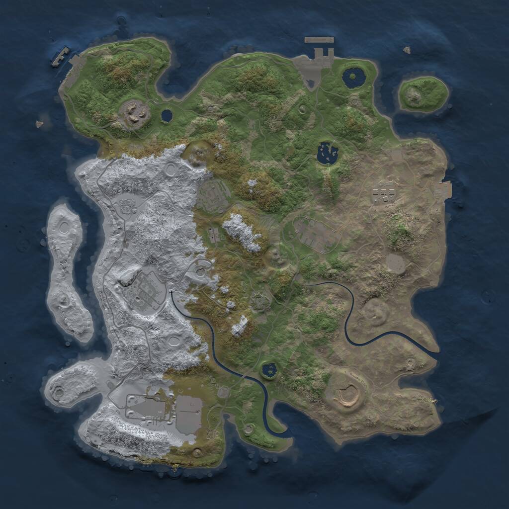 Rust Map: Procedural Map, Size: 3500, Seed: 717397620, 14 Monuments