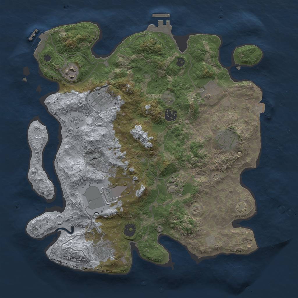 Rust Map: Procedural Map, Size: 3500, Seed: 717397620, 16 Monuments