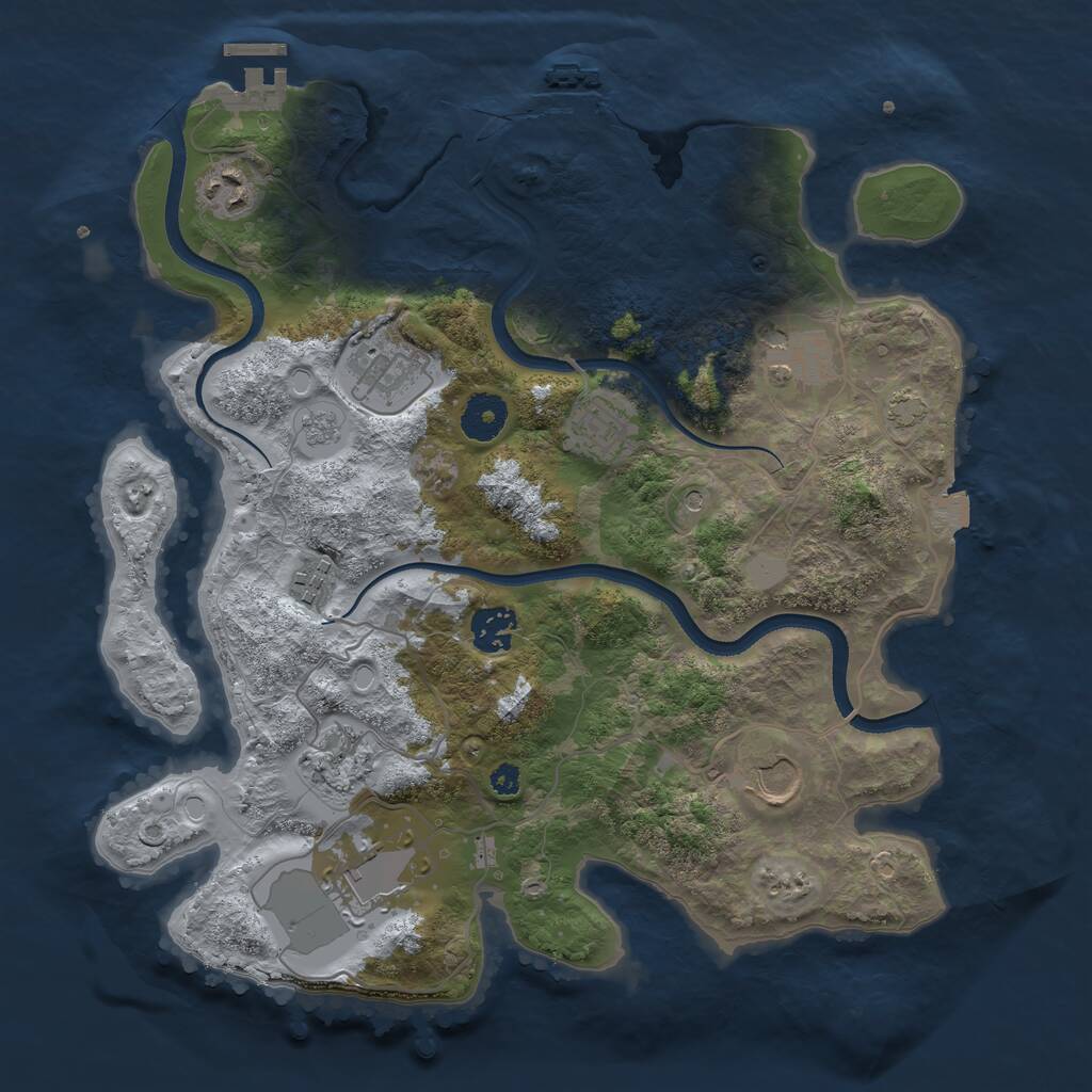 Rust Map: Procedural Map, Size: 3500, Seed: 717397620, 15 Monuments