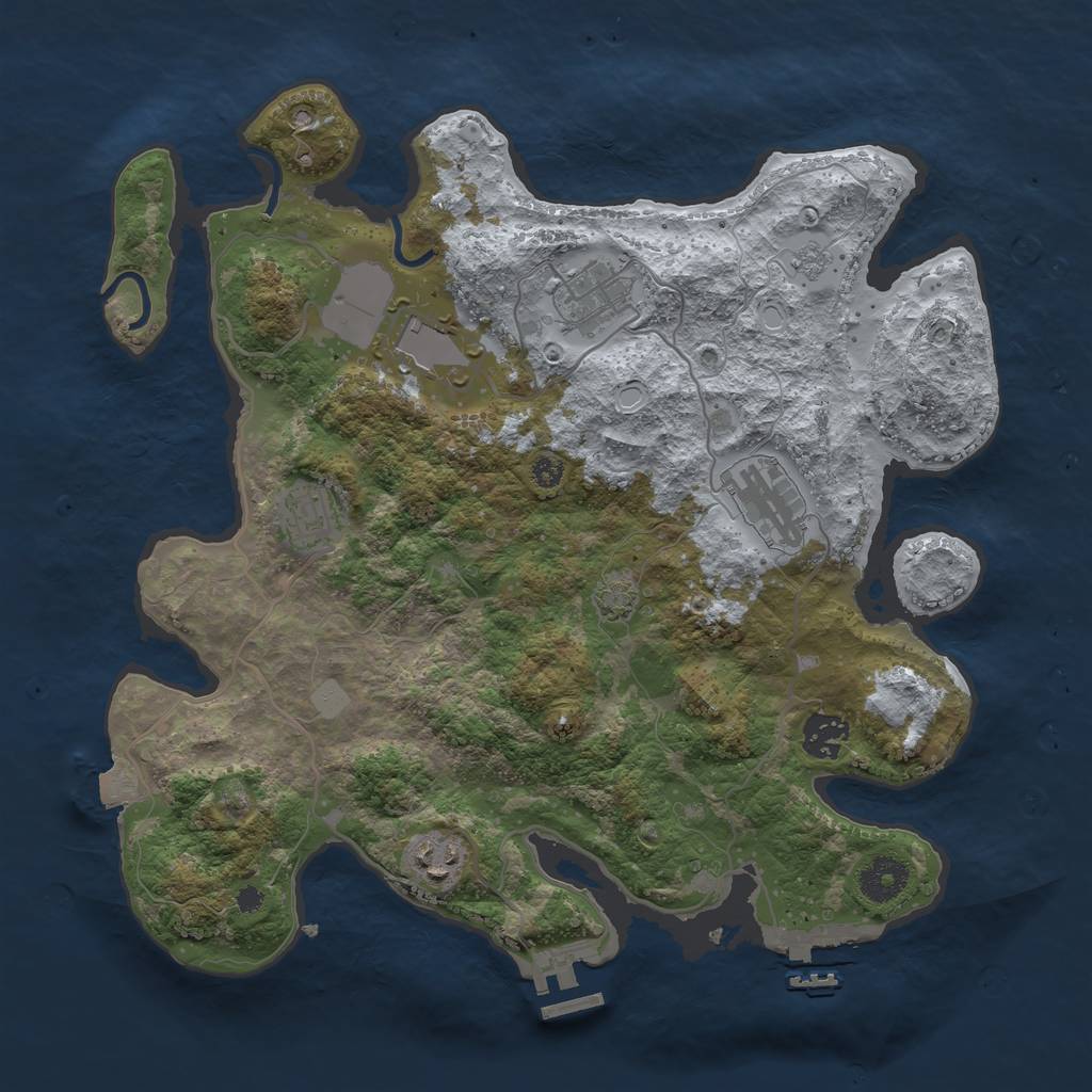 Rust Map: Procedural Map, Size: 3500, Seed: 21223233, 13 Monuments