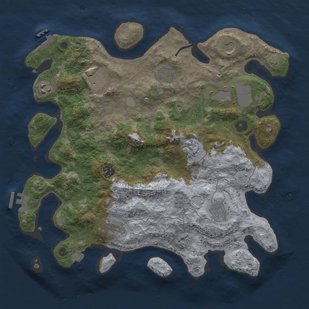 Rust Map: Procedural Map, Size: 3800, Seed: 34395523, 18 Monuments