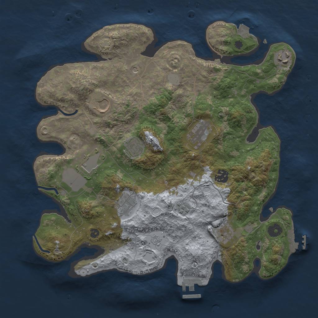 Rust Map: Procedural Map, Size: 3500, Seed: 590397650, 17 Monuments