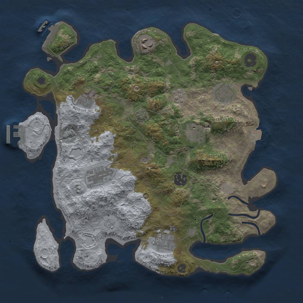 Rust Map: Procedural Map, Size: 3400, Seed: 84024263, 16 Monuments