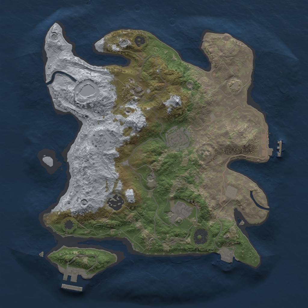 Rust Map: Procedural Map, Size: 3000, Seed: 930283401, 12 Monuments