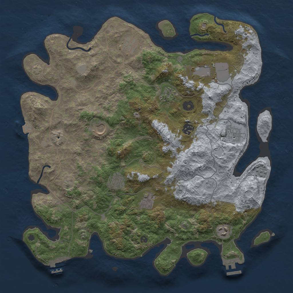 Rust Map: Procedural Map, Size: 4000, Seed: 712562, 18 Monuments