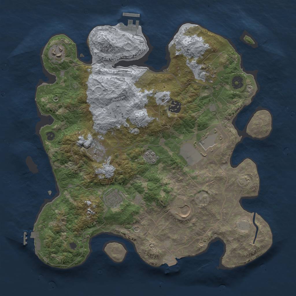 Rust Map: Procedural Map, Size: 3500, Seed: 867485214, 16 Monuments
