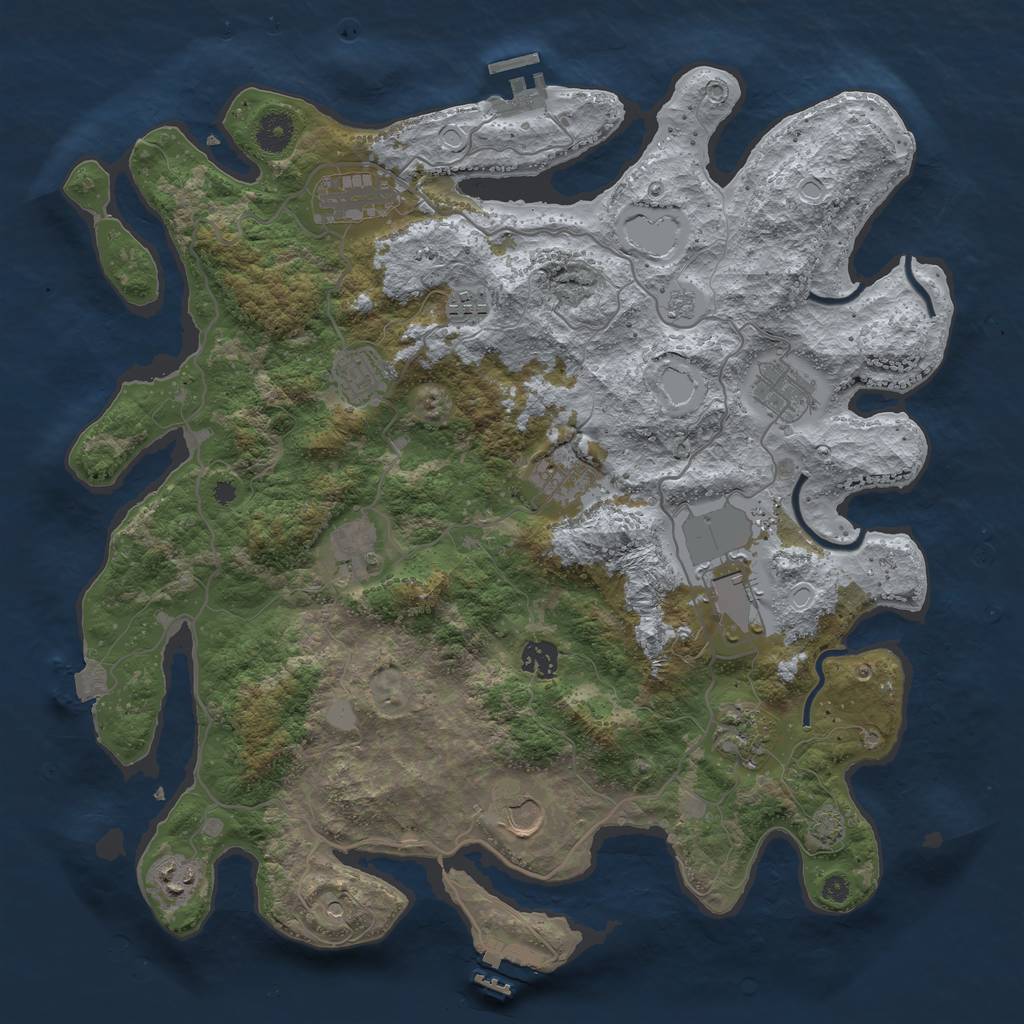 Rust Map: Procedural Map, Size: 4000, Seed: 1205463237, 19 Monuments
