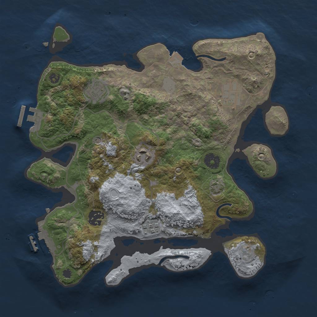 Rust Map: Procedural Map, Size: 3000, Seed: 19789, 12 Monuments