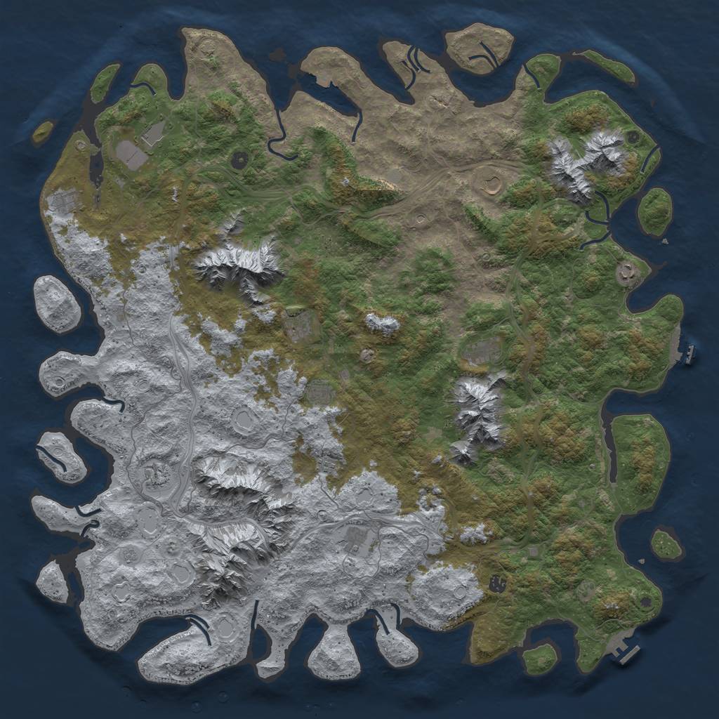 Rust Map: Procedural Map, Size: 6000, Seed: 3847362, 19 Monuments