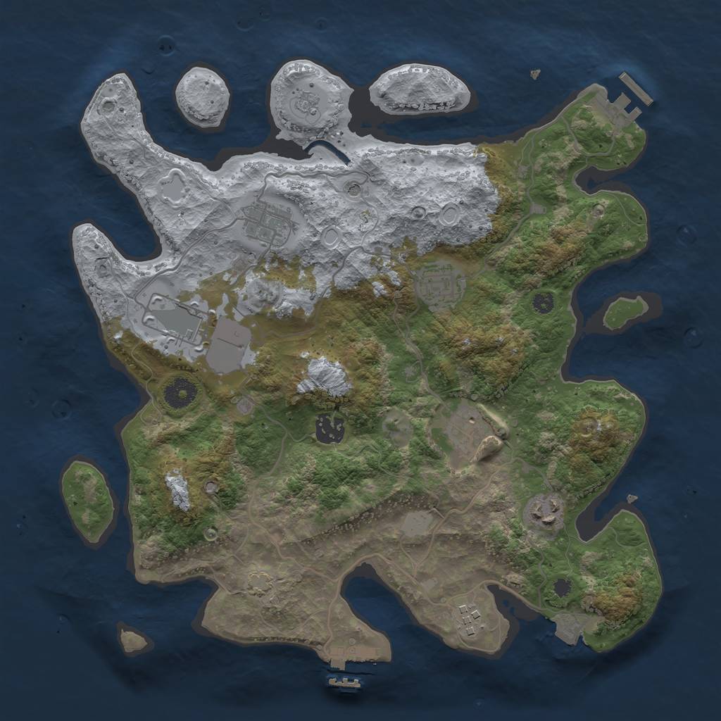Rust Map: Procedural Map, Size: 3500, Seed: 2066137877, 15 Monuments