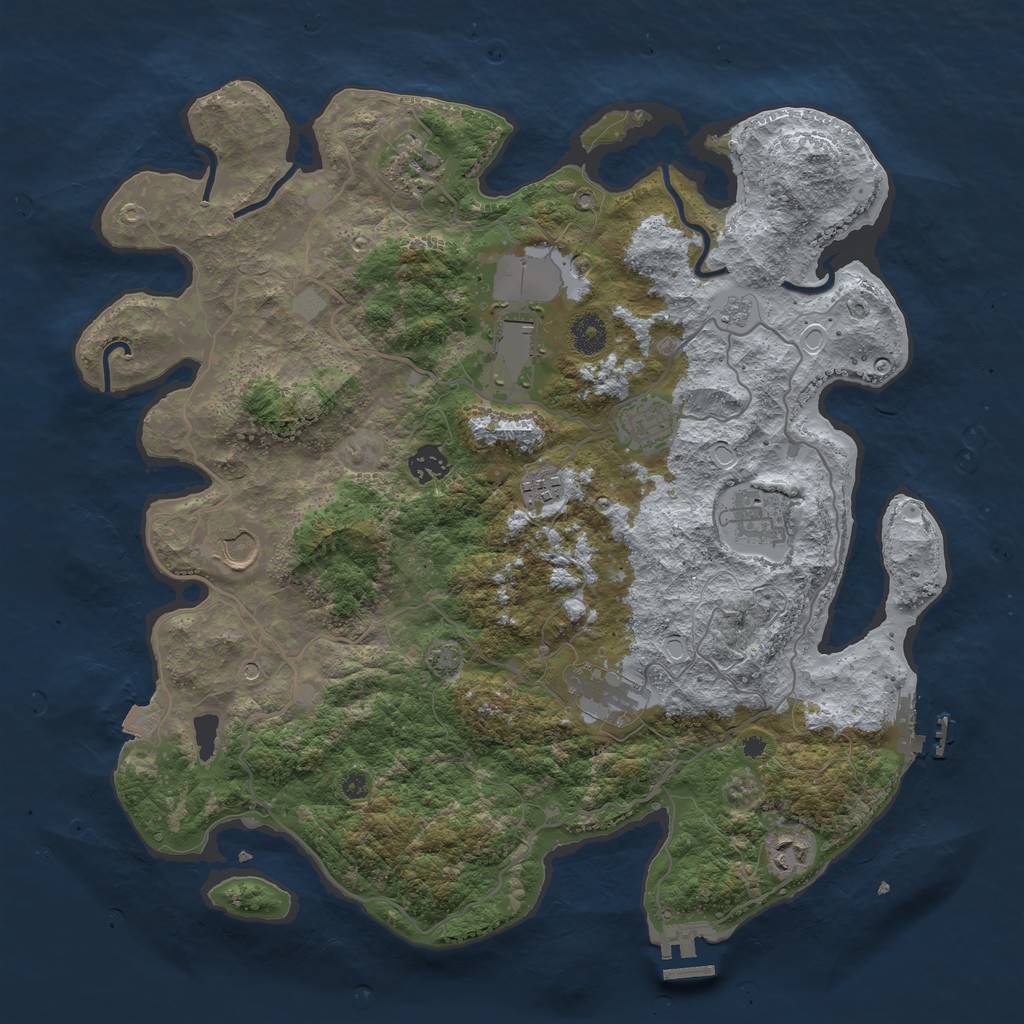 Rust Map: Procedural Map, Size: 4000, Seed: 5009000, 17 Monuments