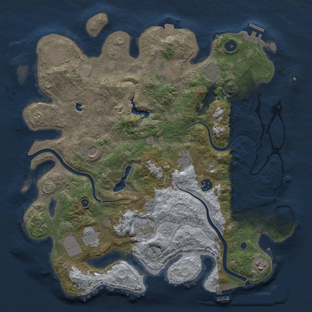 Rust Map: Procedural Map, Size: 4000, Seed: 227181467, 16 Monuments