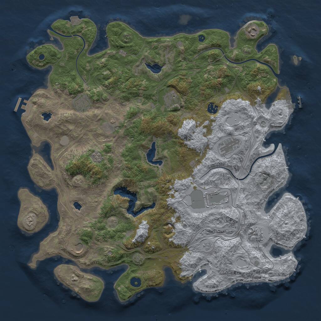 Rust Map: Procedural Map, Size: 4500, Seed: 890221381, 16 Monuments