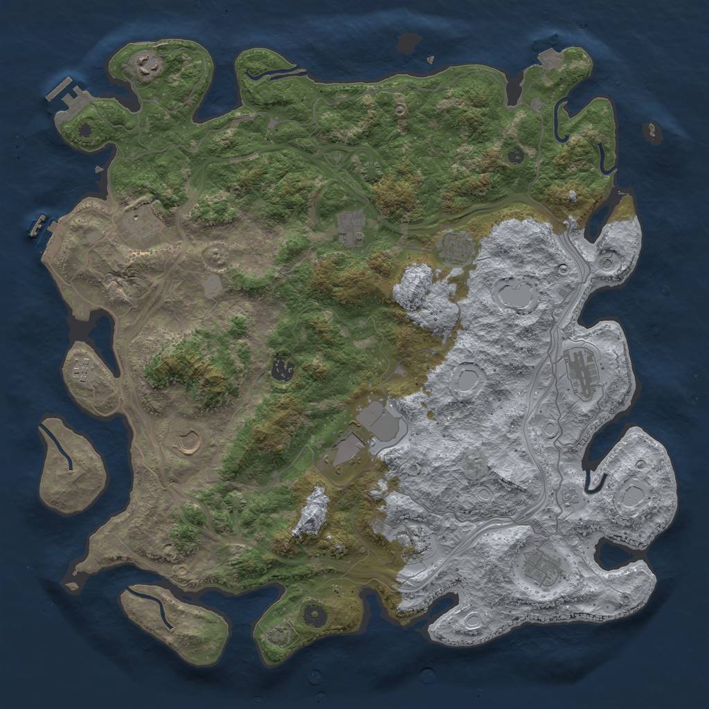 Rust Map: Procedural Map, Size: 4500, Seed: 890221381, 19 Monuments