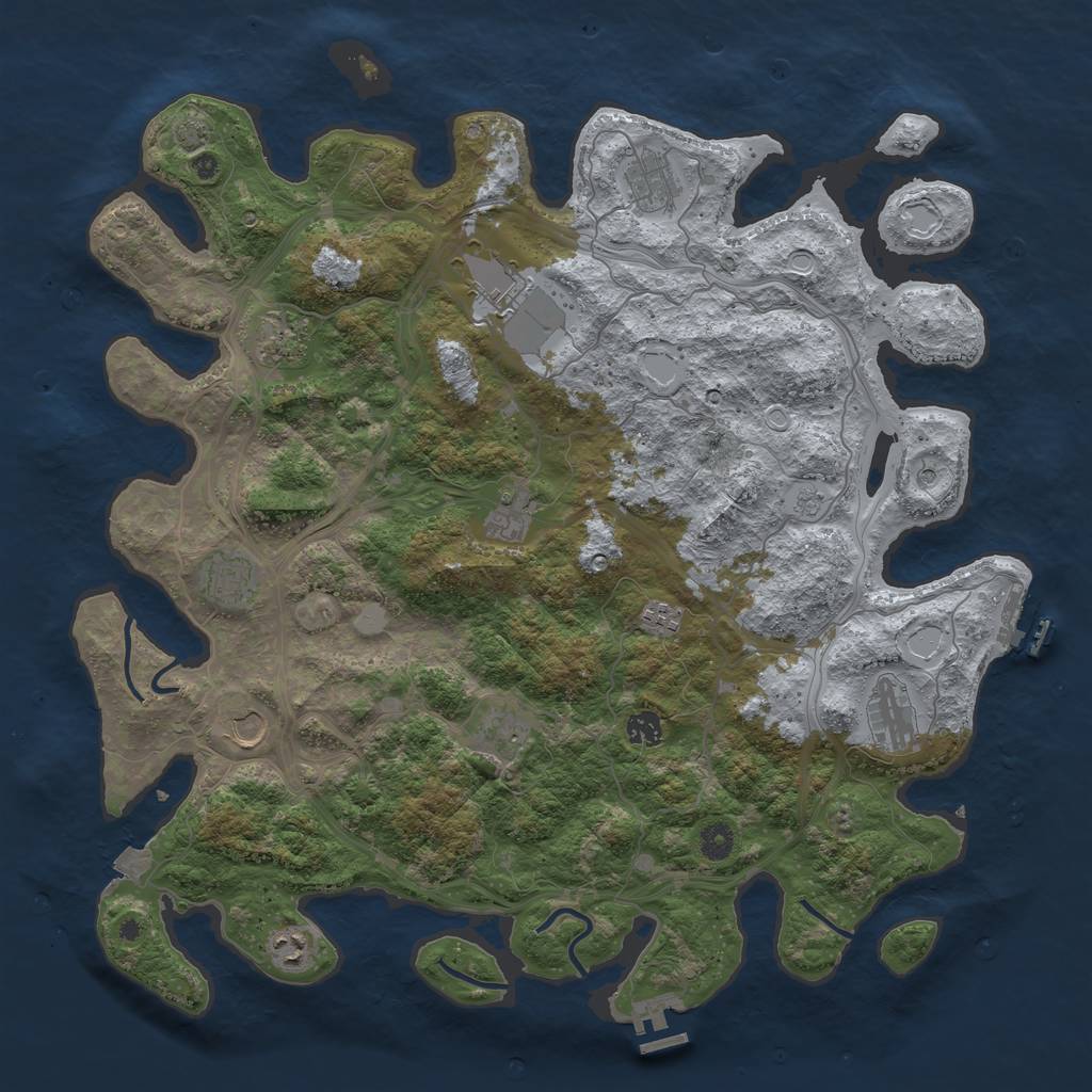 Rust Map: Procedural Map, Size: 4500, Seed: 493410547, 19 Monuments